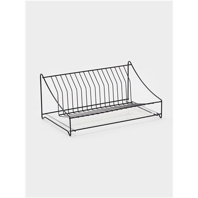 Сушилка для тарелок с поддоном, 38×17.5×23.5 см, чёрная