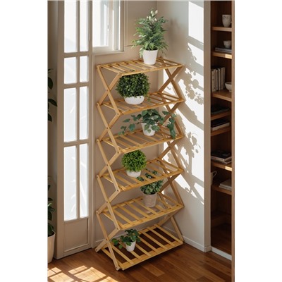 Подставка для цветов Greengo, 6 полок, 50×25×110 см, напольная, бамбук