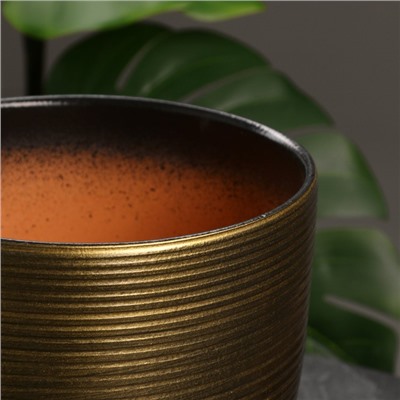 Горшок для цветов «Изысканность», 4.7 л, d=21.5 см, h=19.5 см, керамический, с поддоном, цвет чёрное золото