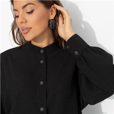 Рубашка с ажурной спинкой и сборками, Невозможно оторваться (черная)