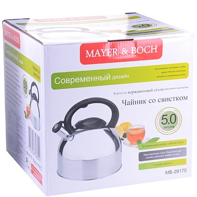 29170 Чайник 5л со свистком нерж MB (х12)