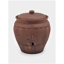 Банка для хранения чеснока Кунгурская керамика «Молочение», 3 л, с отверстием для вентиляции, керамика, коричневая