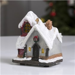 Светодиодная фигура «Заснеженный дом» 9×10×6 см, полистоун, батарейки АААх3 (не в комплекте), свечение мульти