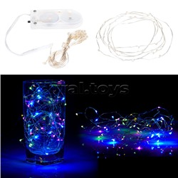 Электрогирлянда Роса 2 м, 20 ламп, на батарейках, цветная