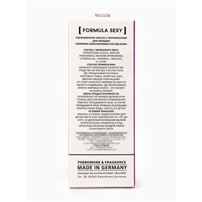 Парфюмерное масло женское с феромонами Formula Sexy Collection Gone Bad W106, 8 мл (по мотивам Good Girl Gone Bad (By Kilian)