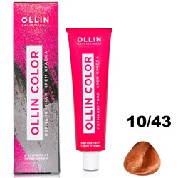 OLLIN COLOR Перманентная крем-краска для волос 10/43 светлый блондин медно-золотистый 60 мл