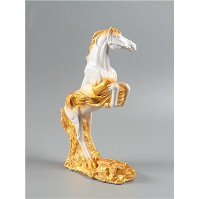 УЦЕНКА Фигура "Победоносный конь" 34х22х9 см, белый с золотом