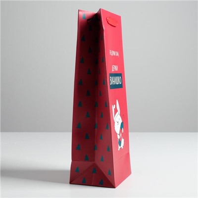 Пакет новогодний подарочный под бутылку «Не держи зла», 13×35×10 см