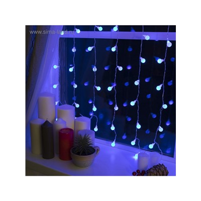 Гирлянда «Занавес» 2×1.5 м с насадками «Шарики», IP20, прозрачная нить, 360 LED, свечение синее, 8 режимов, 220 В