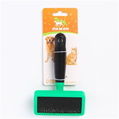 Пуходерка без капель, прорезиненная ручка, 10×16 см, зелёно-чёрная