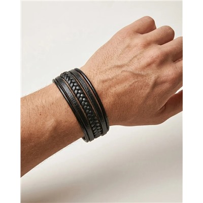 Браслет из стали на кожаном ремешке