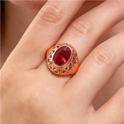 Кольцо 18 р ювелирная бижутерия коллекция "Дубай", покрытие позолота, вставка: фианит, цвет: малиновый, арт.314.847-18