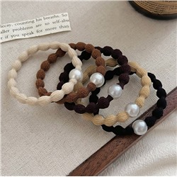 Набор резинок для волос волнистые с жемчужной бусиной 5 штук