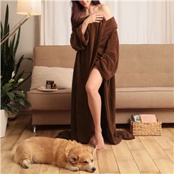 Плед с рукавами «Этель», 150×200 см, шоколадный, корал-флис, 220 г/м²