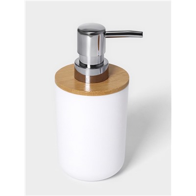 УЦЕНКА Набор для ванной «Вуди» 6 пред.(мыльница. дозатор, 2 стакана, ерш, ведро), белая