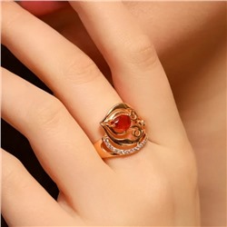 Кольцо широкое 19 р ювелирная бижутерия Дубайское золото покрытие позолота, вставка: фианиты, цвет: красный, арт.314.626-19