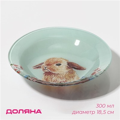 Тарелка глубокая Доляна «Кролик», 300 мл, d=18.5 см, стекло