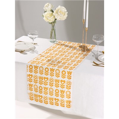 Дорожка на стол «Этель» Yellow garden 40×149 см, 100% хлопок, саржа 190 г/м², белая/жёлтая