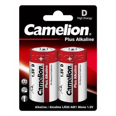 Батарейки алкалиновые Camelion Plus Alkaline LR20-BP2 LR20 BL2