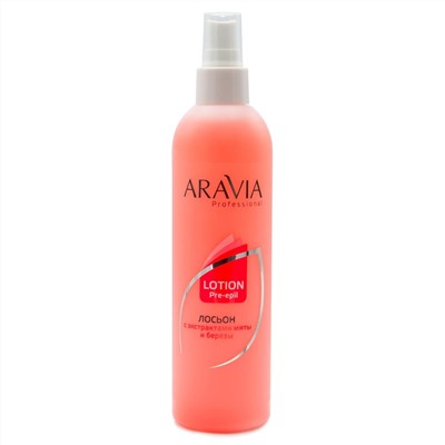 ARAVIA Professional Лосьон для подготовки кожи перед депиляцией с экстрактами мяты и березы, 300 мл/16