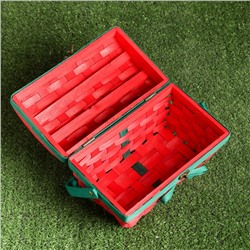 Сундук - шкатулка для хранения «Рождественский», 27×16×21 см, с ручкой, красный