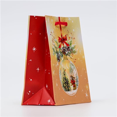 Пакет подарочный новогодний «Стеклянный шар», 11.5×14.5×6.5 см