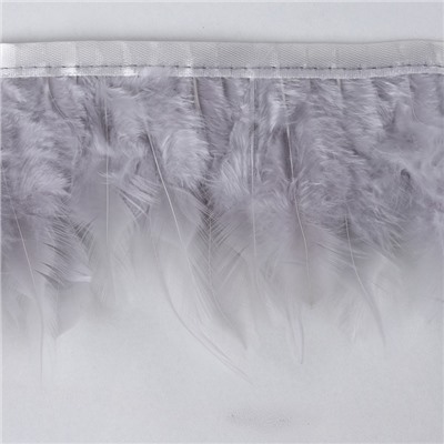 Перья петуха декоративные, на ленте, 10-15 см, 5±0.5 м, светло-серые