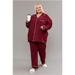 Пижама с брюками на пуговицах больших размеров Однотоннная НАТАЛИ, 1224906