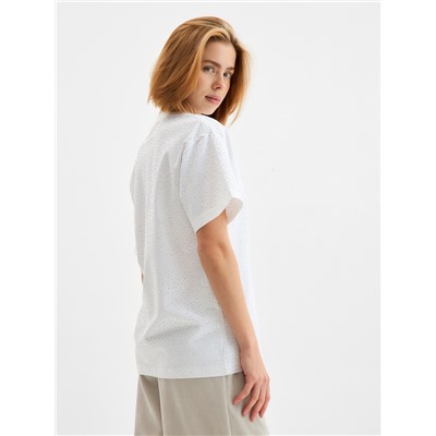 Футболка со стразами женская MIST, белая, размер 42-44