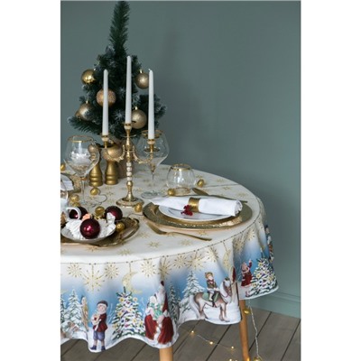 Скатерть новогодняя «Этель» Christmas time, d=220 см ±3 см с ГМВО, 100% хлопок, саржа 190 г/м²