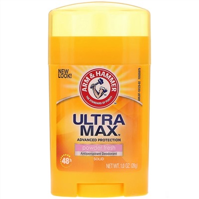 Arm & Hammer, UltraMax, твердый дезодорант-антипреспирант, для женщин, порошковый и свежий, 28 г