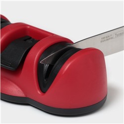 Точилка для ножей Доляна «Профи», 13×7×4.5 см, с полировкой, на присоске, красная