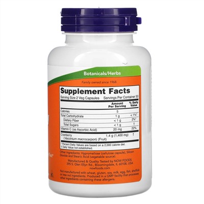 Now Foods, клюквенные капсулы, 100 растительных капсул