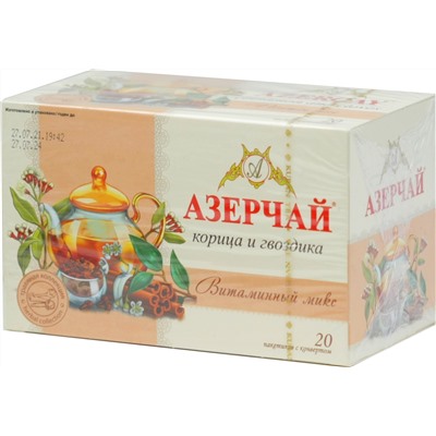 Azercay. Травяной чай. Корица и Гвоздика карт.упаковка, 25 пак.