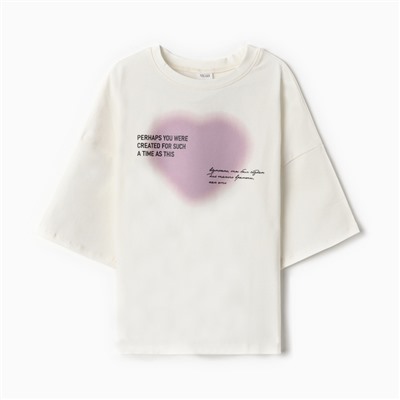 Футболка для девочки MINAKU: Exclusive print, цвет молочный, рост 122 см