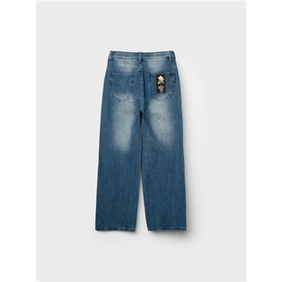 Брюки текстильные джинсовые утепленные для девочек