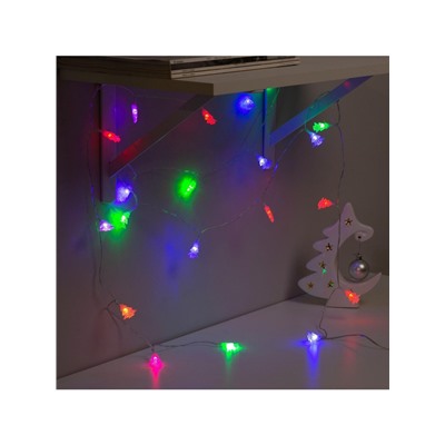 Гирлянда «Нить» 5 м с насадками «Ёлка в крапинку», IP20, прозрачная нить, 20 LED, свечение мульти (RG/RB), мигание, 220 В