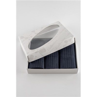 Набор вафельных полотенец в подарочном коробе (Графит)