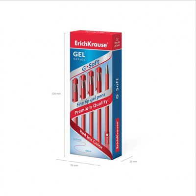 Ручка гелевая G-SOFT 0.38 мм красная 39432 ErichKrause