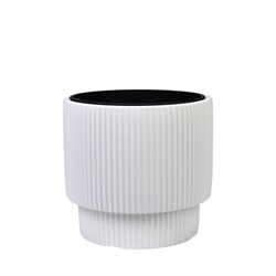 Кашпо для цветов «Стрип», 40 л, d=39 см, h=37 см, пластиковое, со вставкой, белое