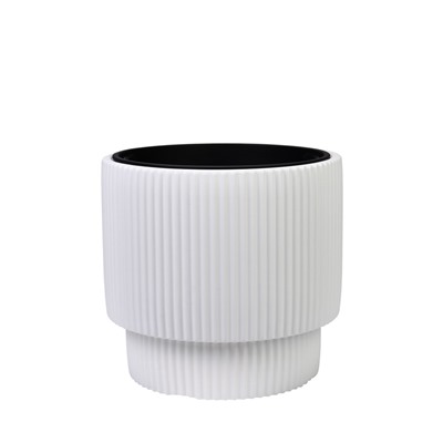Кашпо для цветов «Стрип», 40 л, d=39 см, h=37 см, пластиковое, со вставкой, белое