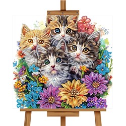 Мозаика алмазная "Котята в цветах" 20*20 см.