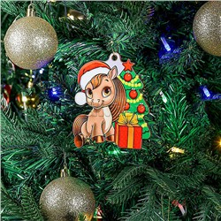 Новогодняя ёлочная подвеска из дерева "Пони и ёлочка" 9 см
