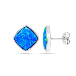 Серьги из серебра опал синий, МОВ0296