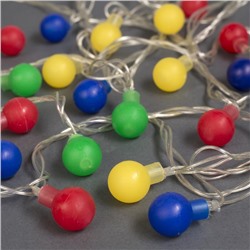 УЦЕНКА Гирлянда «Нить» 5 м с насадками «Шарики цветные», IP20, прозрачная нить, 30 LED, свечение мульти, 8 режимов, 220 В