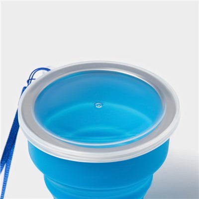 Стакан силиконовый складной с крышкой Доляна «Айли», 200 мл, 8.5×9 см, цвет синий