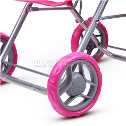 Коляска для кукол, для двойни, металлическая, складная, цвет клубнички на розовом