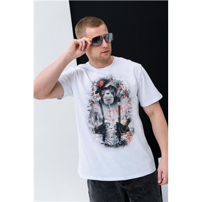 Футболка мужская 8492 (Белый_обезьяна)