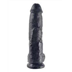 Реалистичный чёрный фаллоимитатор-гигант 10  Cock with Balls - 25,4 см.