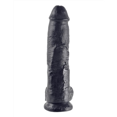 Реалистичный чёрный фаллоимитатор-гигант 10  Cock with Balls - 25,4 см.